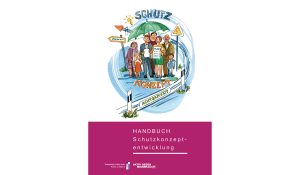 Sie sehen das Titelbild des Handbuchs Schutzkonzeptentwicklung in der ELKB. Es zeigt Menschen verschiedenen Alters und Geschlechts, die sich unter den Schutz des Konzepts stellen und gemeinsam daran arbeiten.